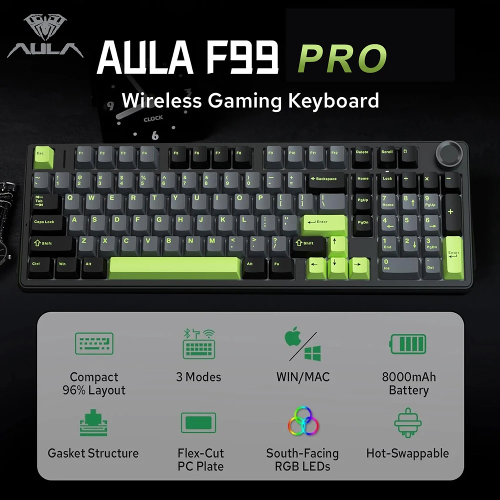 Gaming Keyboard Hot Swappable - AULA F99PRO Keyboard Mekanis Gaming 99