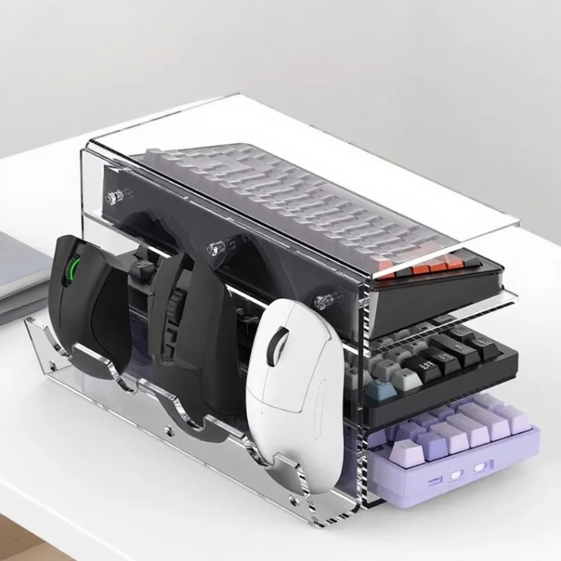 Gaming Keyboard Ergonomic - Rak Penyimpanan Akrilik 3 Tingkat untuk