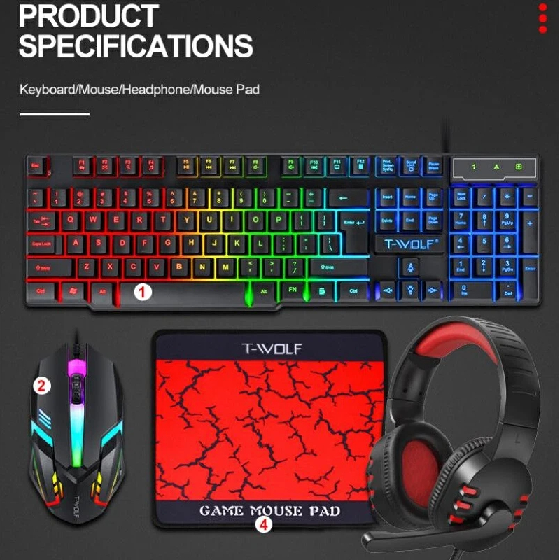 Gaming Keyboard Mouse And Headset Combo - Keyboard Gaming Combo 4 in 1
