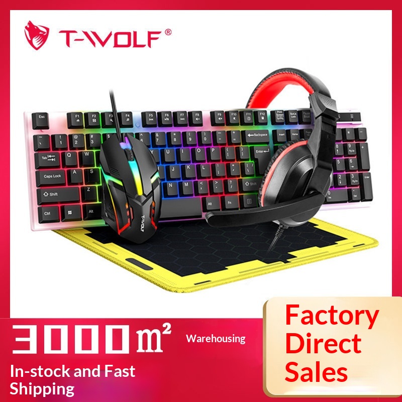 Gaming Keyboard Mouse And Headset Combo - T-Wolf Tf240 4 In 1 Paket
