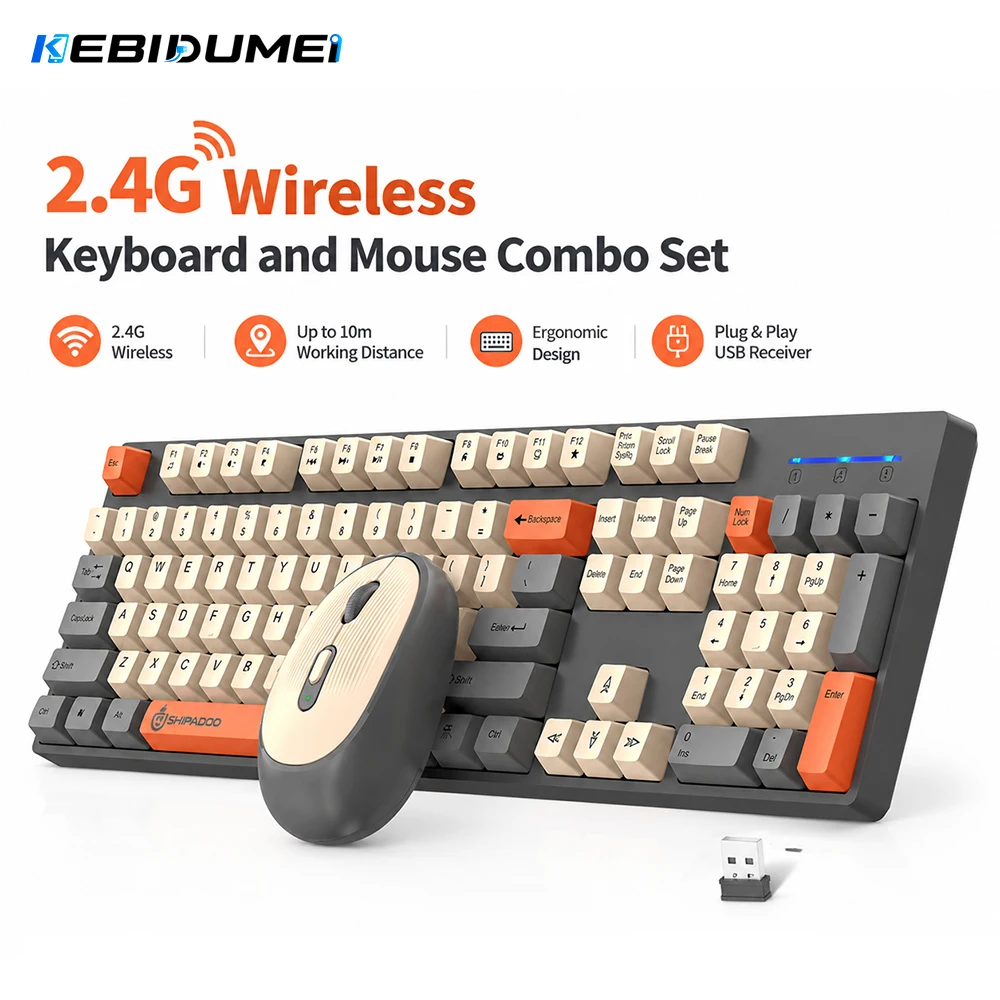Gaming Keyboard Bundle - KEBIDUMEI Set Keyboard dan Mouse Nirkabel