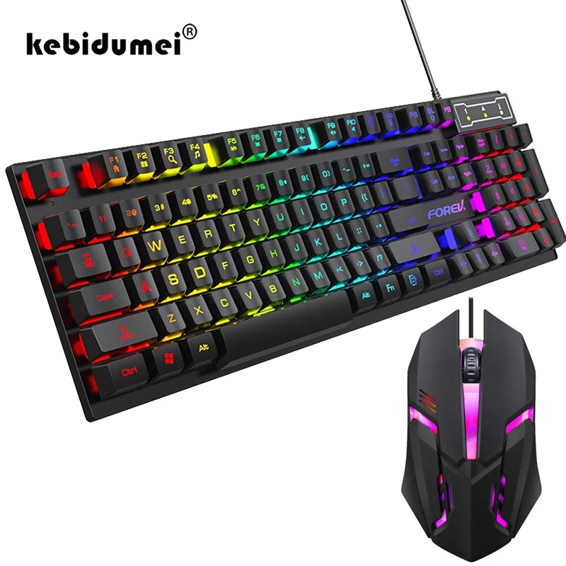 Gaming Keyboard Mouse And Headset Combo - 104 Tombol Keyboard Mekanik Backlit Berkabel
