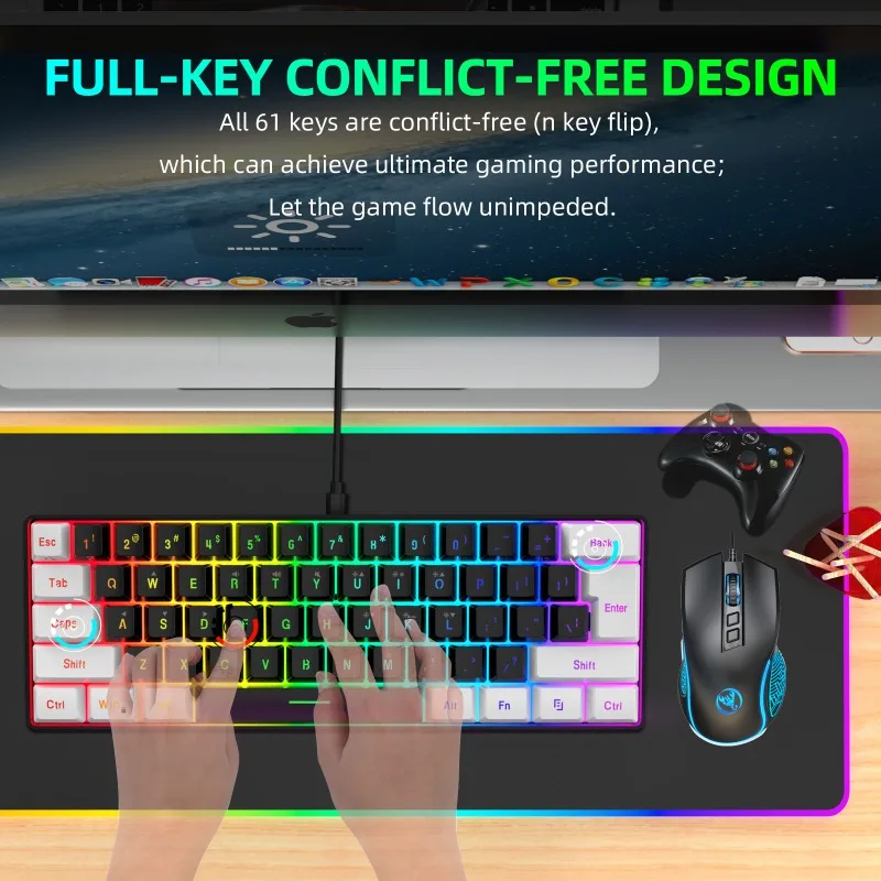 Keyboard dan Mouse 60% Combo K - Gaming Keyboard Mouse And Headset Combo ulasan dan harga