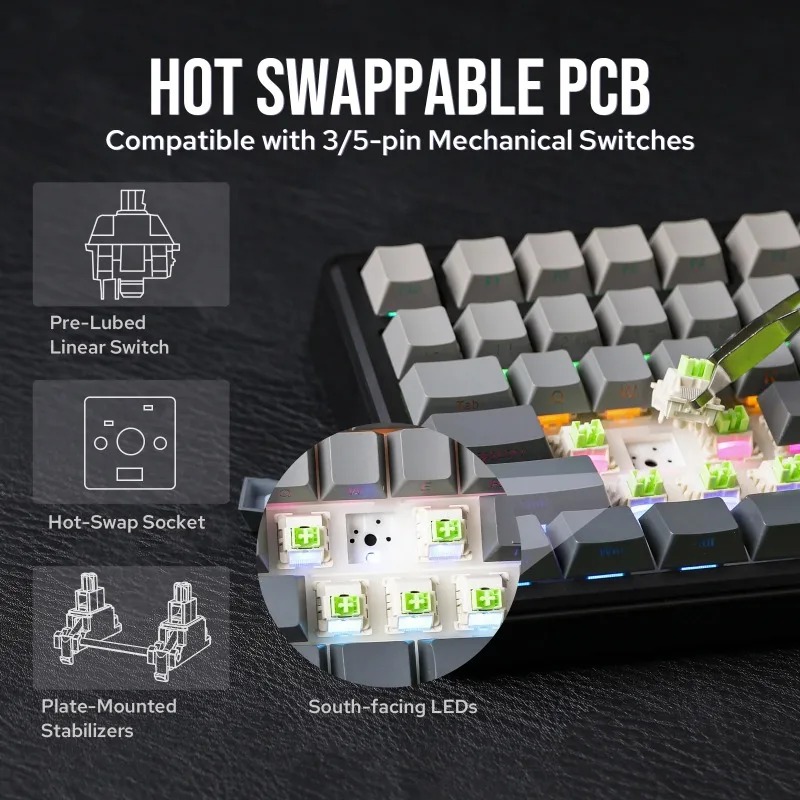 AULA F75 Max Mechanical Keyboa - Gaming Keyboard Mechanical Wireless ulasan dan harga