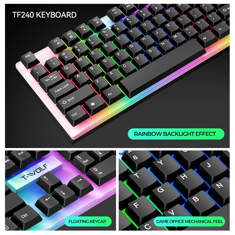 T-Wolf Tf240 4 In 1 Paket Gami - Gaming Keyboard Mouse And Headset Combo ulasan dan harga